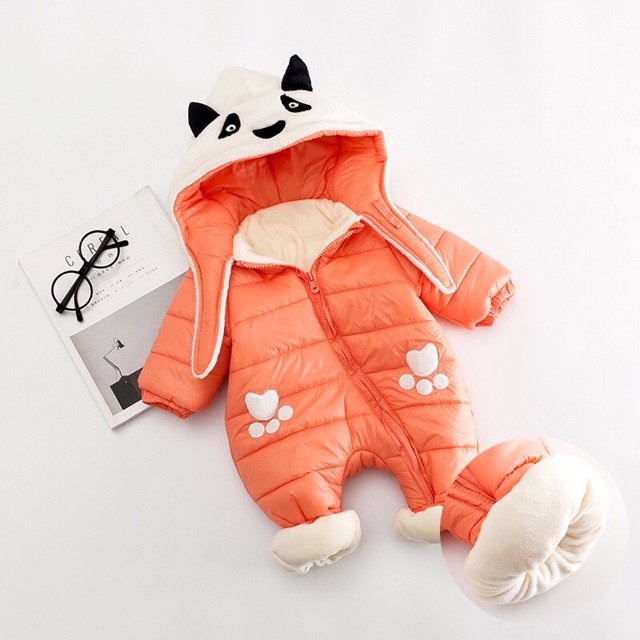 Bodysuit Phao lót Nhung Baby City - Hoạ tiết gấu trúc - Màu Cam sáng | BigBuy360 - bigbuy360.vn