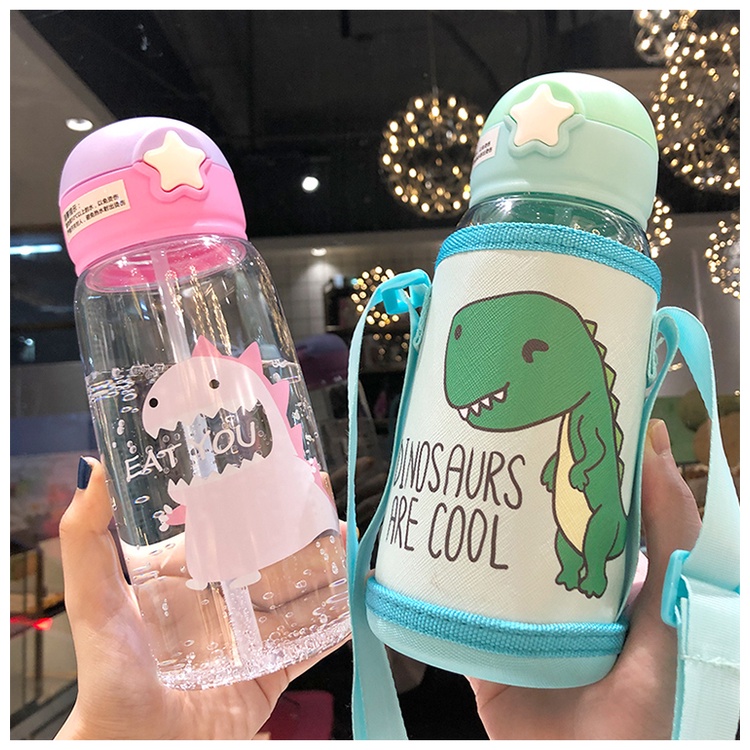 Bình Uống nước Kèm Ống hút hình Khủng Long Ngộ Nghĩnh 700ML