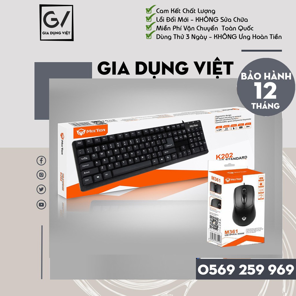 [Hàng Chính Hãng] Bộ bàn phím và chuột có dây Meetion K202 + MT36 - Bảo hành 24 tháng | BigBuy360 - bigbuy360.vn