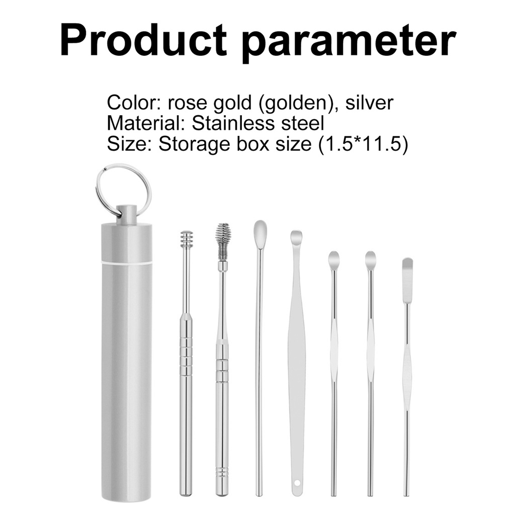 [Hàng mới về] Bộ dụng cụ làm sạch tai bằng thép không gỉ có hộp đựng tiện dụng