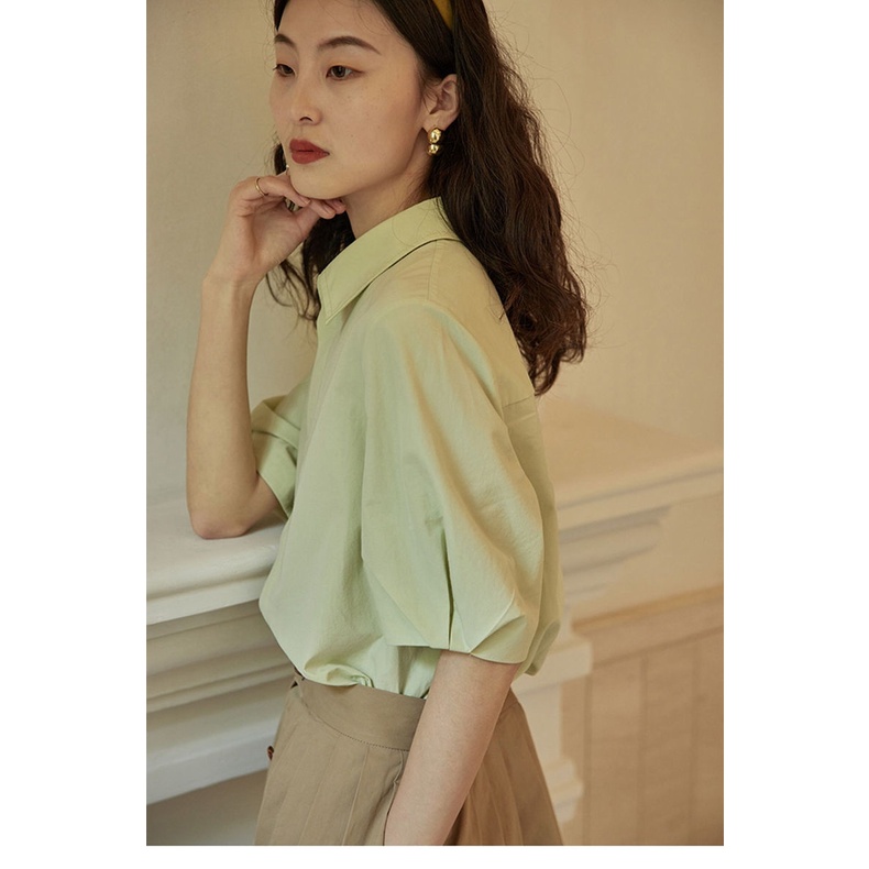 Áo Sơ Mi Tay Ngắn Phong Cách Pháp Thiết Kế Mới Mùa Hè 2022 Cho Nữ