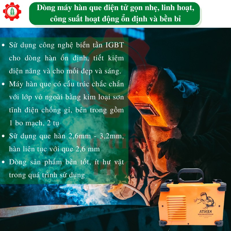 Máy hàn điện tử KENTA ARC 200A | Công suất 200A | Sử dụng que hàn 2,6 - 3,2 ly | Công nghệ Nhật Bản | Máy hàn que