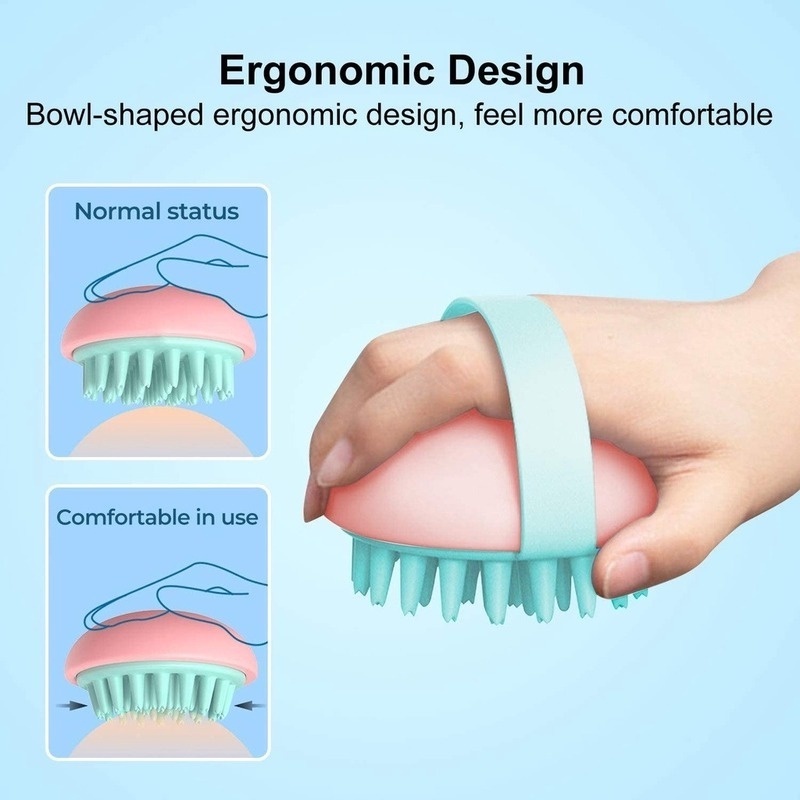 [Hàng mới về] Lược silicon nhỏ gọn dùng khô và ướt hỗ trợ gội đầu và mát xa da đầu thoải mái khi tắm