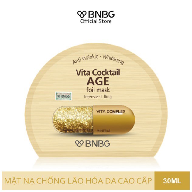 Combo 10 mặt nạ chống lão hóa, giảm nếp nhăn BNBG Vita Cocktail Age Foil Mask 30mlx10