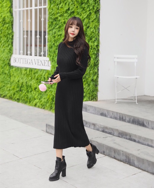 Váy Len Thời Trang Mùa Thu Đông-Phong Cách Hàn Quốc