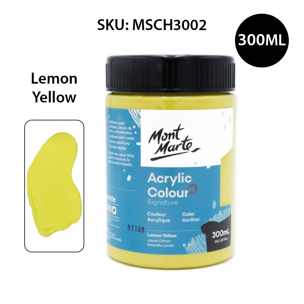 Màu Acrylic Mont Marte 300ml - Lemon Yellow - Acrylic Colour Paint Signature 300ml (10.1oz) - MSCH3002