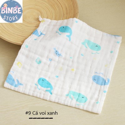 Khăn xô cho bé, khăn sữa 6 lớp size 25*25 mềm mại không xù lông Binbestore