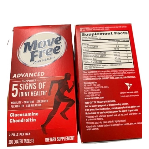 Viên uống bổ khớp Schiff Move Free Joint Health Advanced 200 viên, Hàng Mỹ