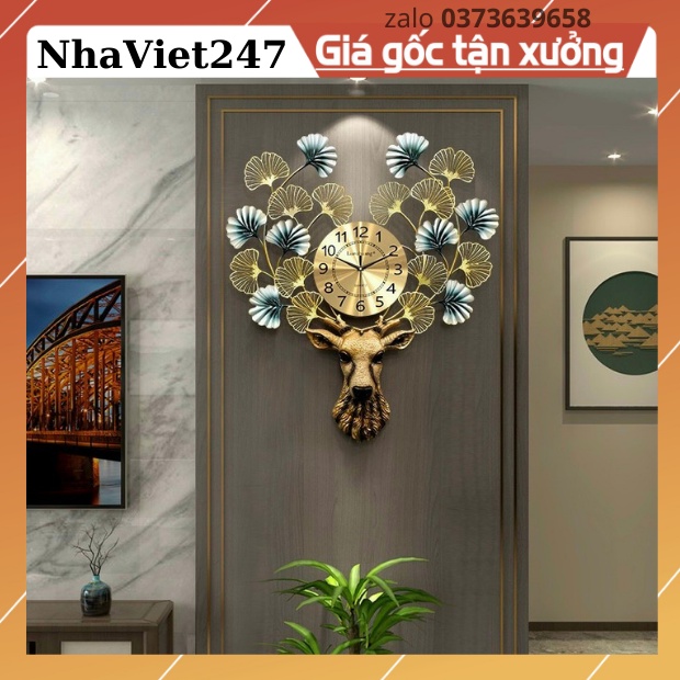 Đồng Hồ Treo Tường Trang Trí Phòng Khách Hưou Hoa-Mã 911-Kt 70x67cm-đồng hồ tranh đẹp,giá rẻ-quà tặng ý ngĩa-bh 5 năm