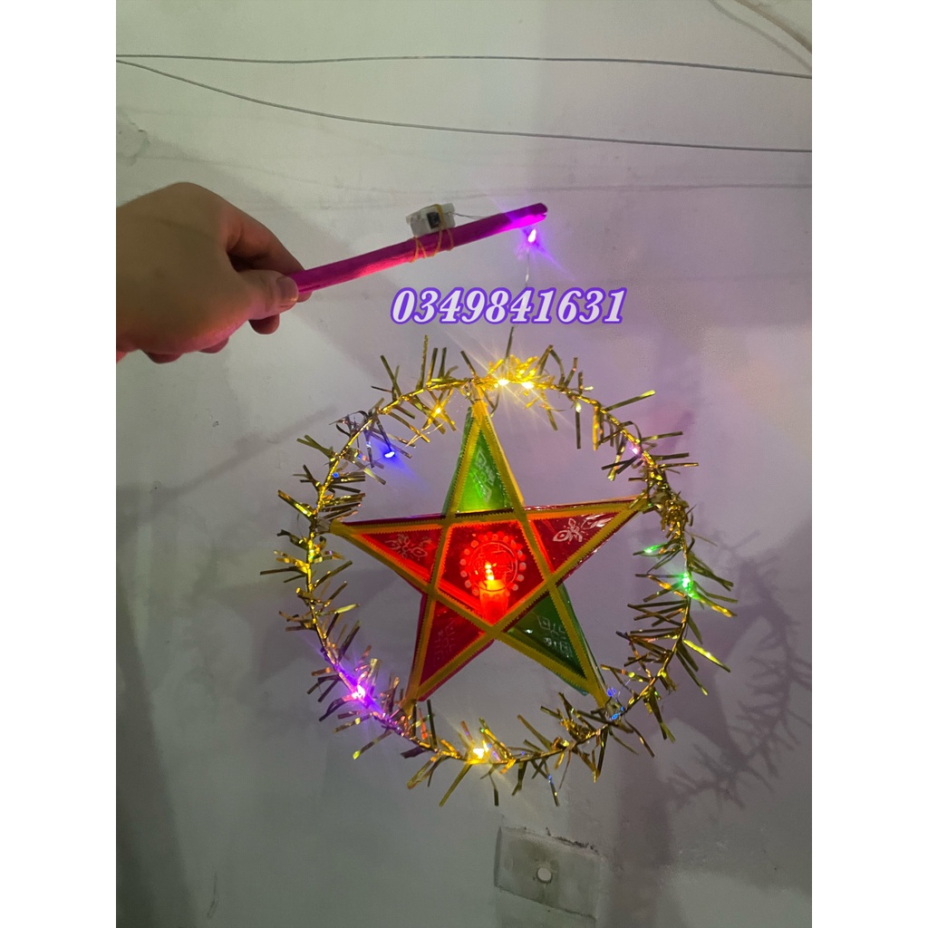 Combo 1 đèn lồng ông sao lấp lánh đèn led KHÔNG NHẠC vui tết trung thu truyền thống