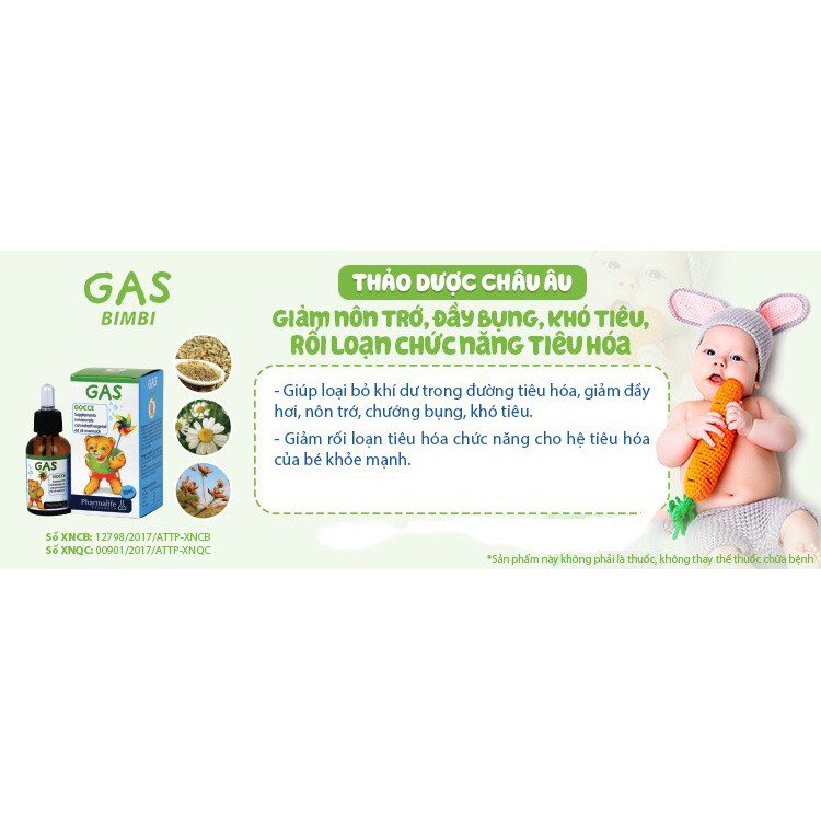 Sản phẩm Gas Bimbi giúp cho bé giảm rối loạn tiêu hóa 30ml