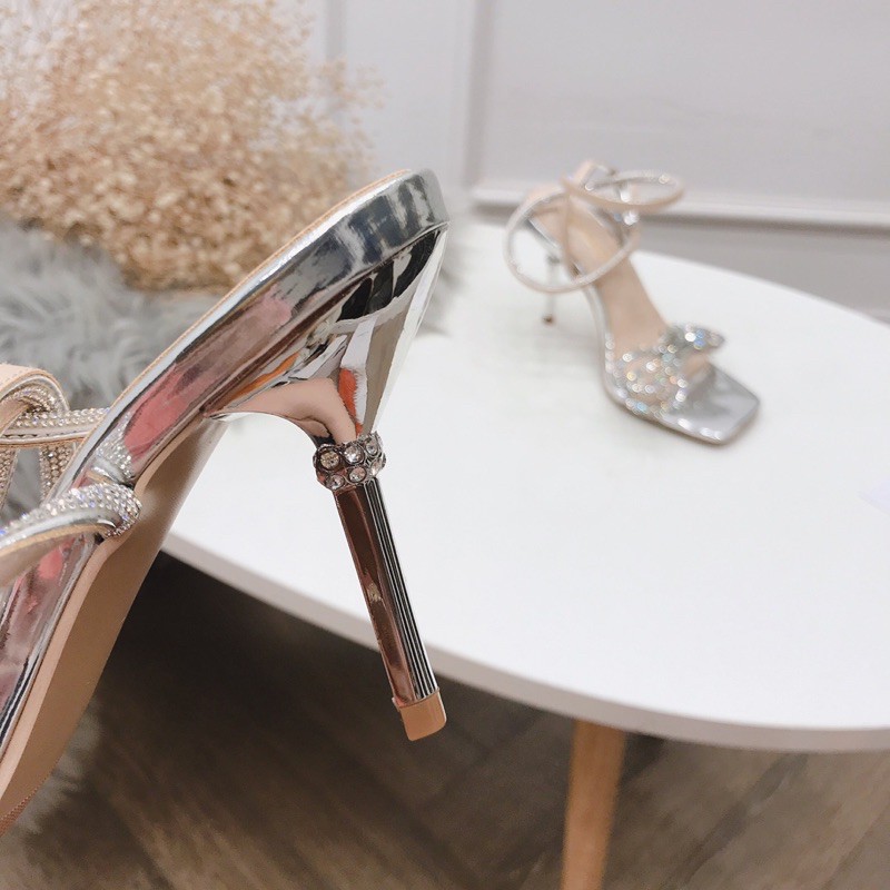 Sandal nơ đá dây cuốn gót nhọn fullbox hàng quảng châu cao cấp