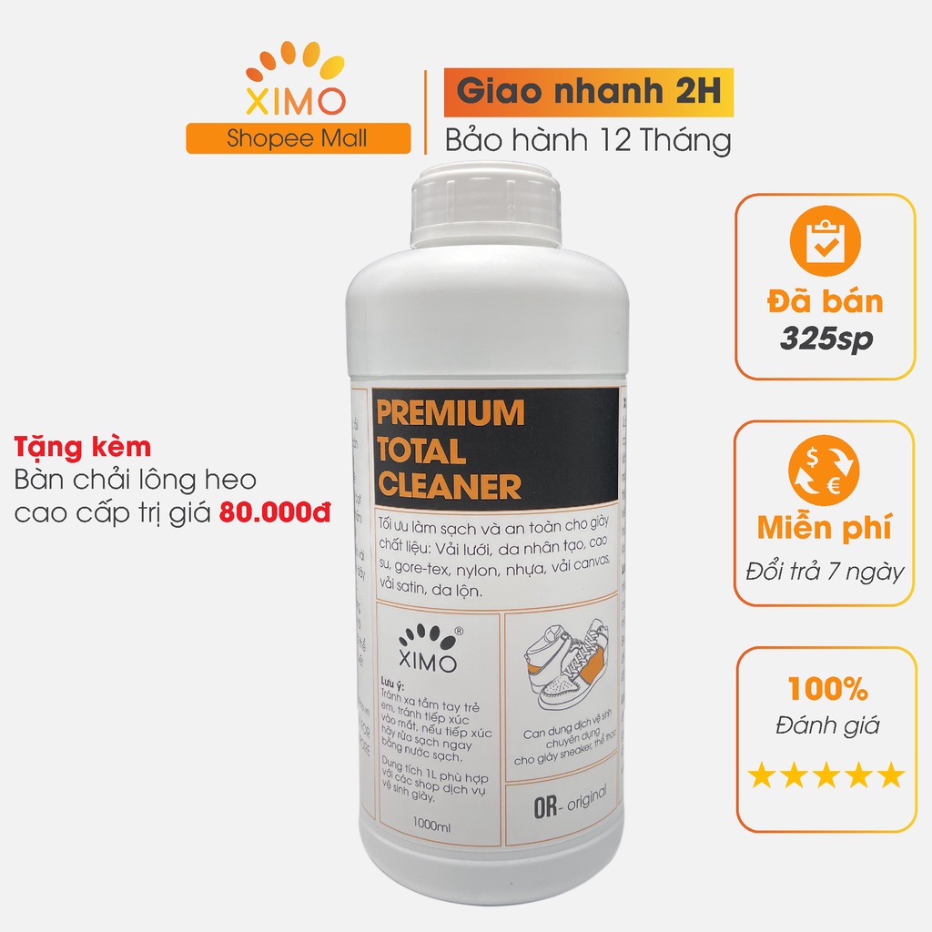 Can dung dịch vệ sinh chăm sóc giày XIMO Prenium Total Clean phù hợp cho các đại lý - 1000ml