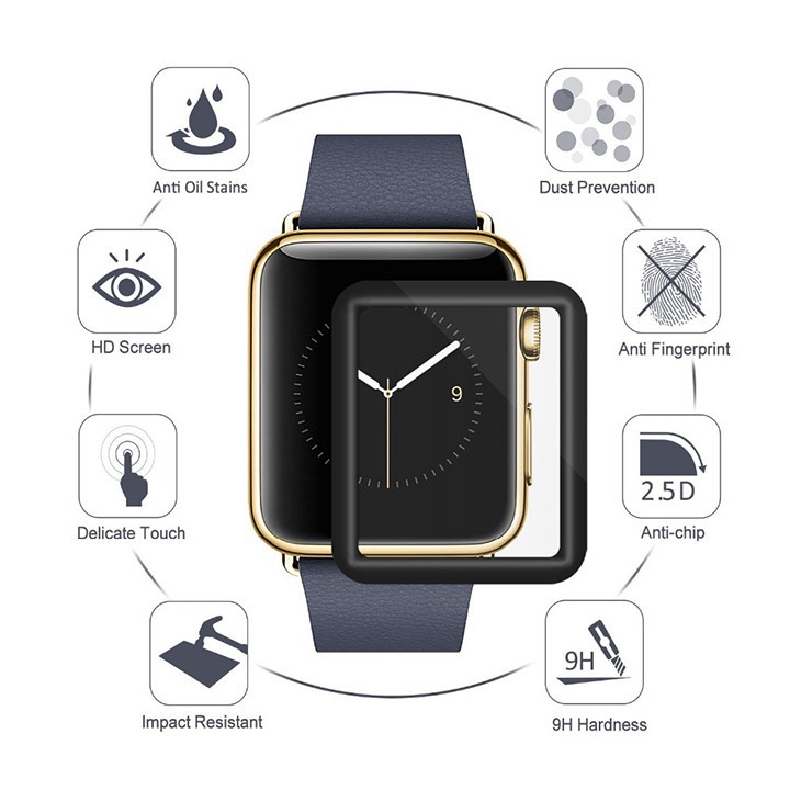 MIẾNG DÁN CƯỜNG LỰC APPLE WATCH 42MM 3D FULL KEO VMAX CHÍNH HÃNG HÀNG CHUẨN