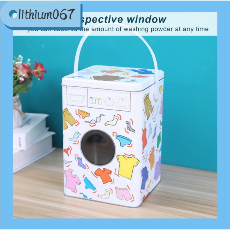 � Lithium067 Hộp đựng bột giặt dạng với máy có nắp cửa sổ phối cảnh Hình thức hộp lưu trữ dung tích lớn