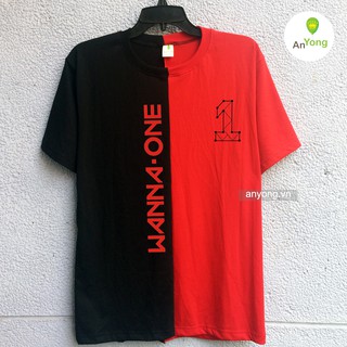 Áo thun WANNA ONE nửa đen nửa đỏ