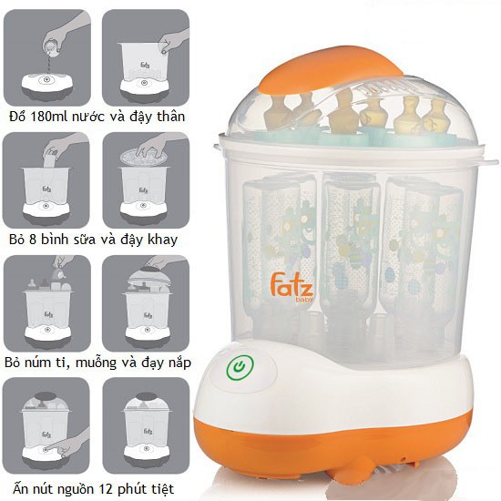 (BH 12 tháng Tặng 1 bình sữa Fatz 180ml) - Máy tiệt trùng bình sữa và sấy khô bình sữa Fatz baby FB4906SL