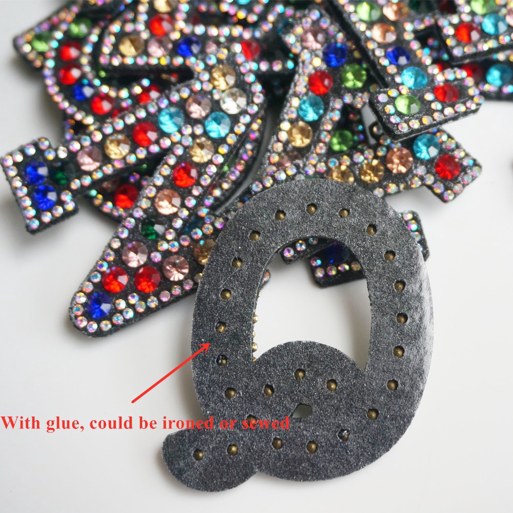 Az Miếng Dán Ủi Quần Áo / Mũ / Túi Xách Hình Chữ Cái Tiếng Anh Đính Đá Nhiều Màu Sắc diy