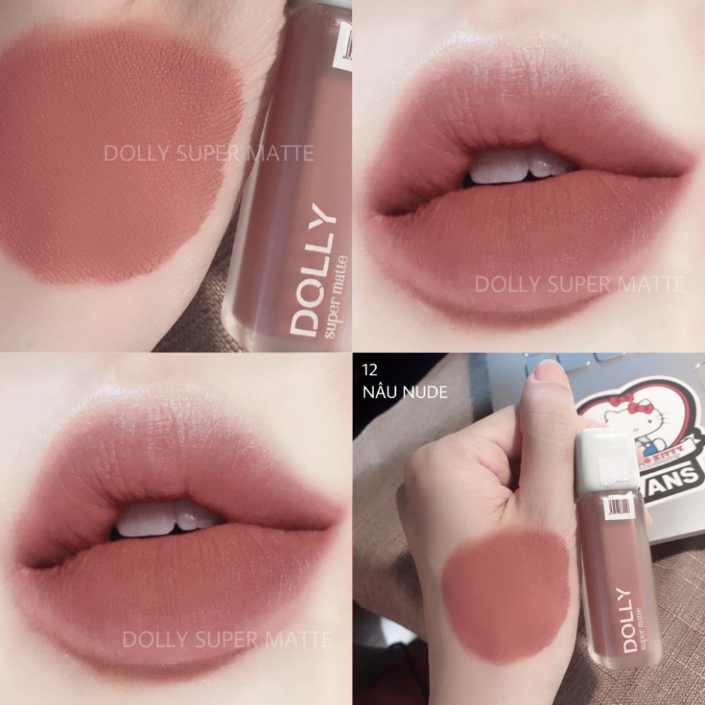 Son Kem Lì Dolly Super Matte Không Chì Màu Nâu Nude Tont Tây New