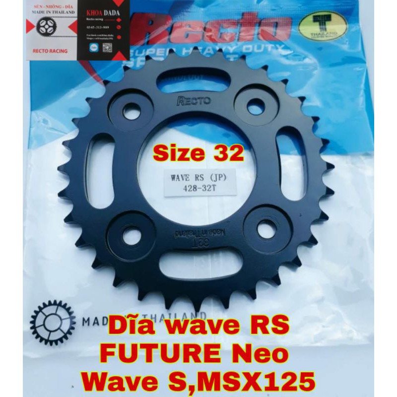 Dĩa Wave RS/AXELO/FUTURE NEO/MSX Recto. Size 32, thái lan