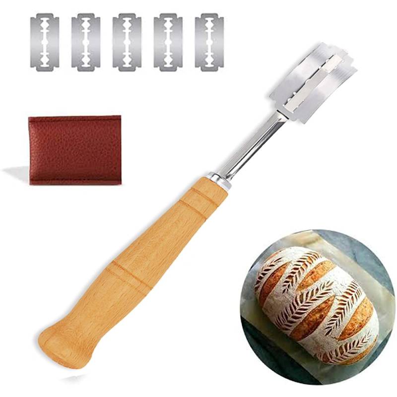 Bánh Mì Lame Dụng Cụ Đánh Đòn Với 5 Lưỡi Dao Cạo Da Bao Da Bột Cắt Thủ Công Bánh Mì Điểm Dao Lame Ch