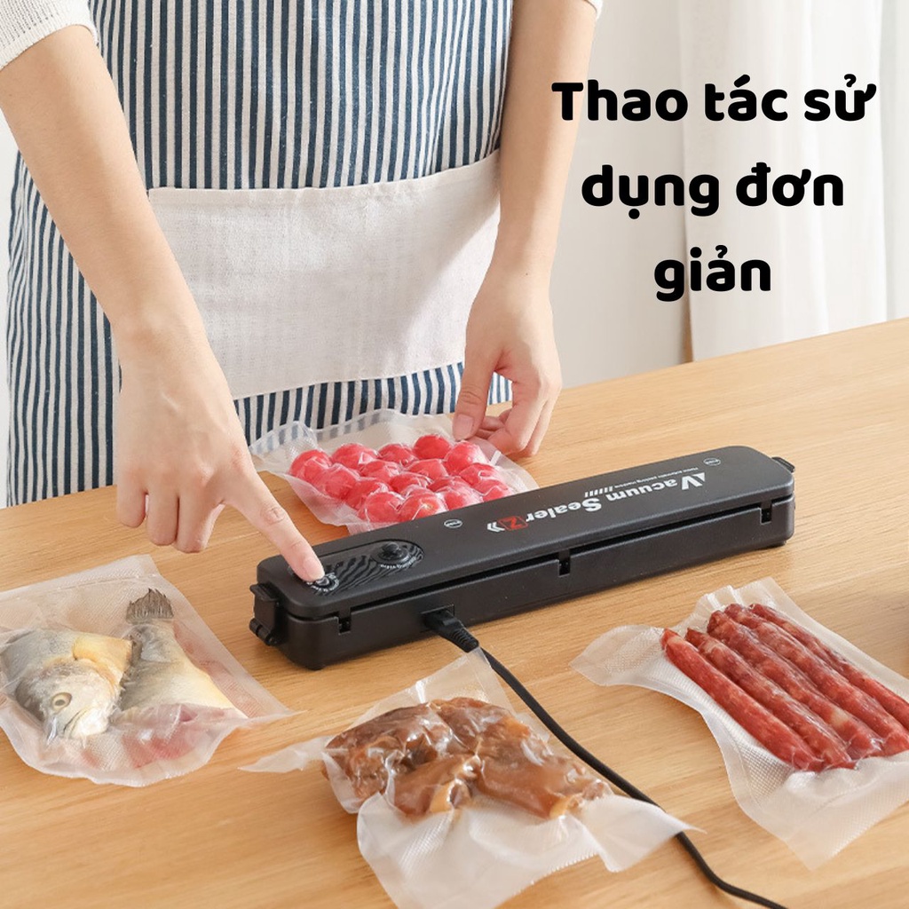 Máy hút chân không thực phẩm kiêm máy hàn miệng túi Vacuum Sealer tặng kèm túi bảo hành 3 tháng