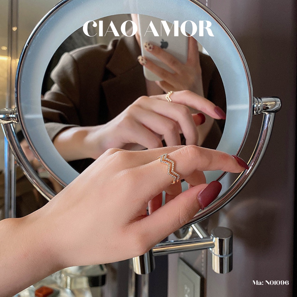 Nhẫn nữ đính đá gấp khúc sang trọng Trang sức Ciao Amor - N0196
