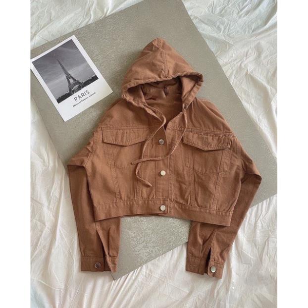 Áo Khoác Kaki Dành Cho Nữ Có Mũ 4 Màu Đen Kem Xanh Rêu Cam Mina