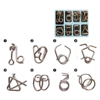 ohmg* 16 Pcs Metal Wire Puzzles Toy IQ Test Brain Teaser Game Magic Ring Kids Gift