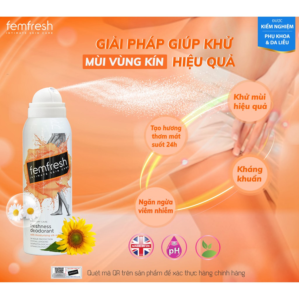 [Tặng Kèm Deal 0đ] Xịt thơm mát vùng kín cao cấp Femfresh UK lọ 125ml