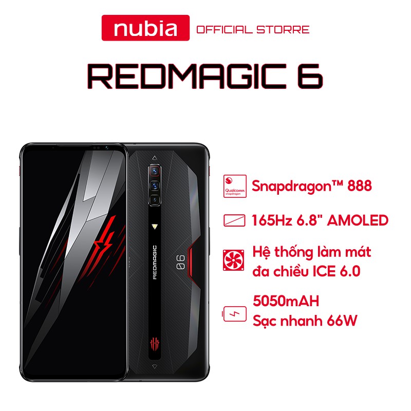 [GAMING PHONE] Điện thoại Redmagic 6 5G - AMOLED 6,8" | Snapdragon 888 5G | RAM 12 GB | ROM 128 GB | BH 12 Tháng