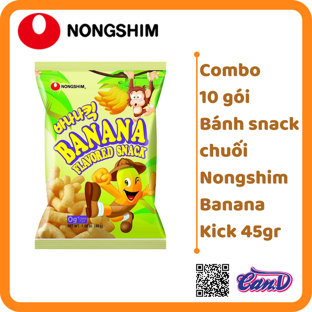 ( Bán sỉ ) Combo 10 gói Bánh snack chuối Nongshim Banana Kick 45gr