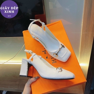 Sandal mũi vuông da mềm khoá sắt cao cấp gót 6p loại 1 Giày dép xinh Mys