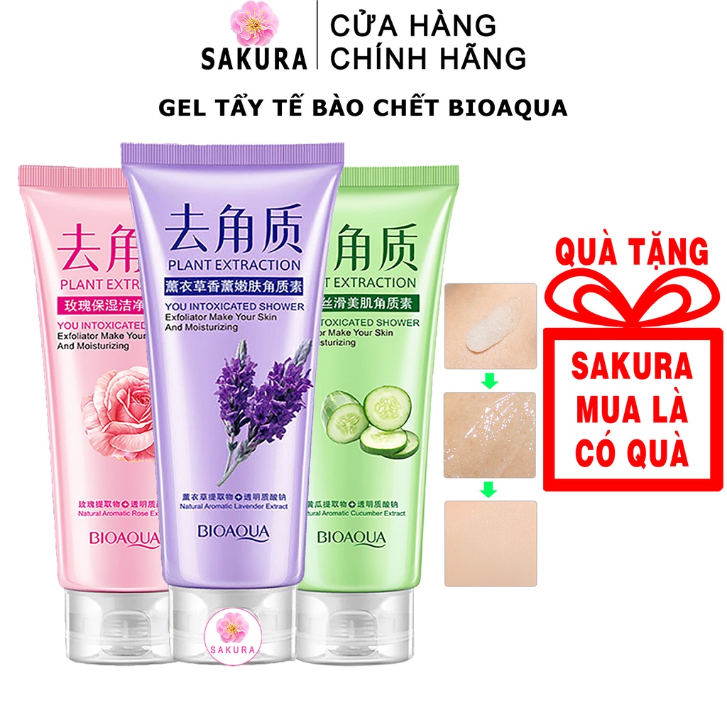 Gel tẩy tế bào chết BIOAQUA dưỡng ẩm cấp nước sạch da nội địa trung SAKURA 120g