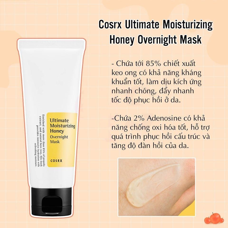 Mặt Nạ Ngủ Dưỡng Ẩm Phục Hồi, Sáng Da Chiết Xuất Tinh Chất Keo Ong COSRX Ultimate Moisturizing Honey Overnight Mask 60ml