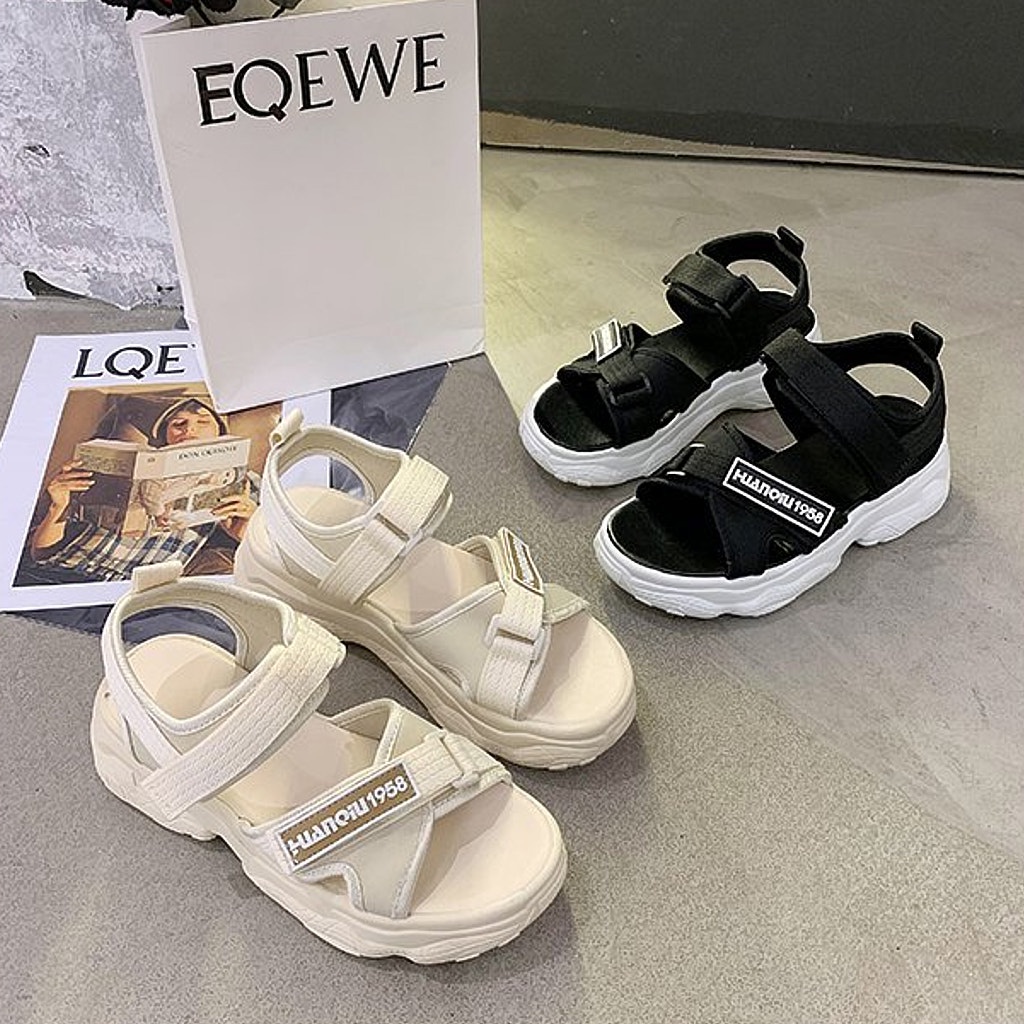 Giày Sandal Nữ Ulzzang, Dép Quai Hậu Nữ Mùa Hè Quai Ngang Khóa Dán Đế Độn 5cm Hàn Quốc, Street Style - Iclassy_shoes