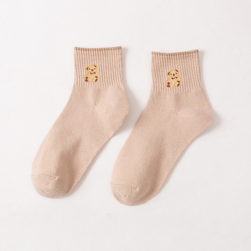 Vớ Cotton Họa Tiết Chú Gấu Cười Dễ Thương Phong Cách Nhật Bản Thời Trang Thu Đông Cho Nữ