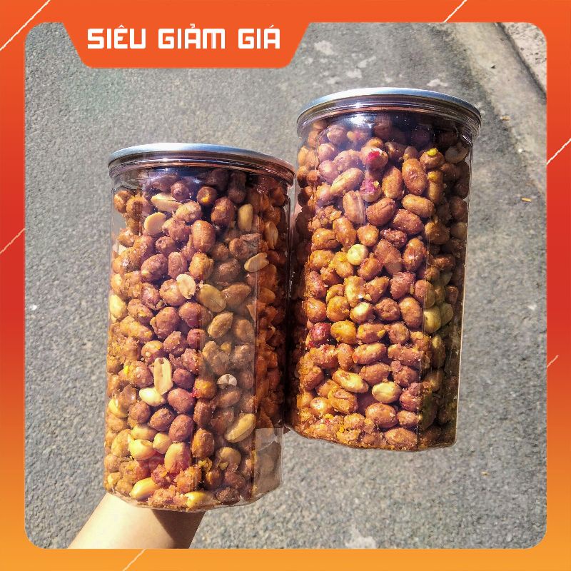 Đậu Phộng Rang Tỏi Ớt Giòn Rụm Thơm Ngon Lon Pet 450gr FREESHIP ĐƠN TỪ 50K