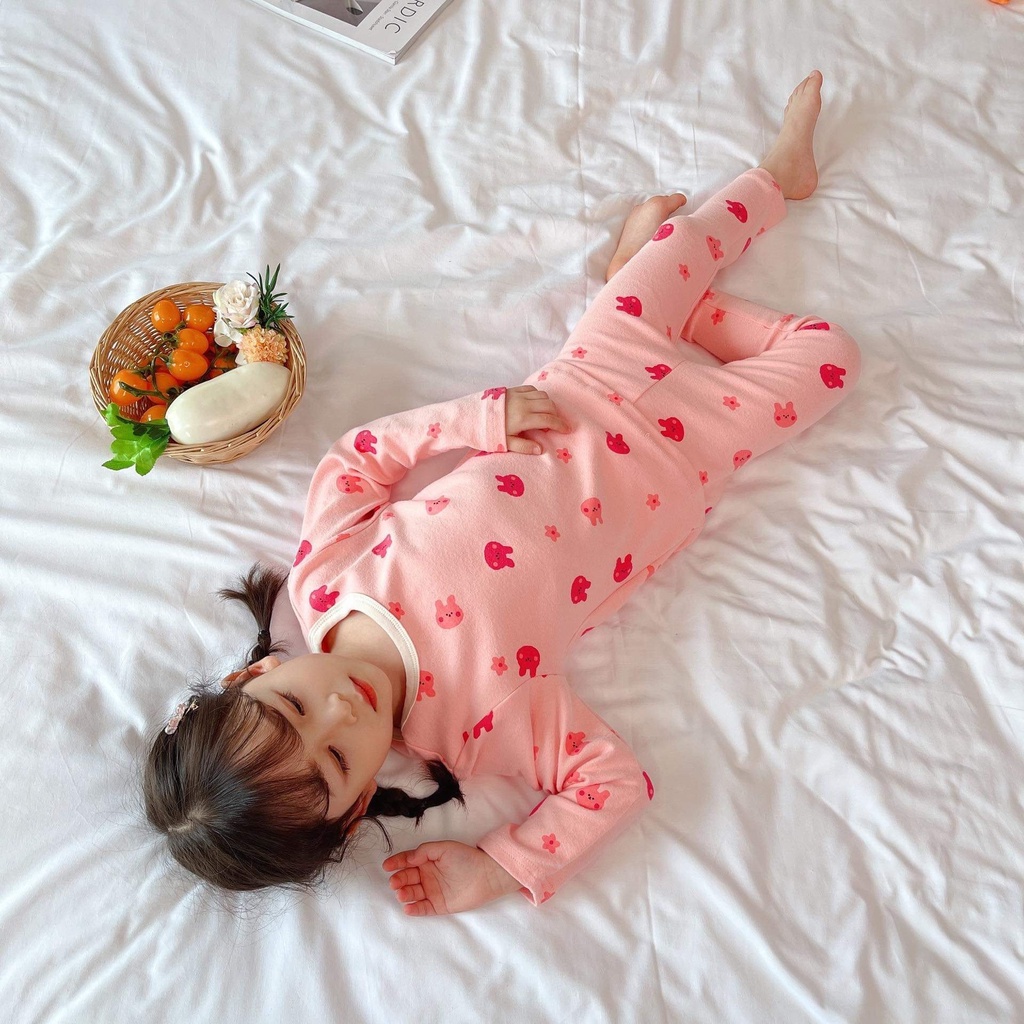 Bộ homewear mặc nhà, giữ nhiệt thu đông co giãn hoạ tiết dễ thương made in Korea cho bé thời trang trẻ em BABYKOREA