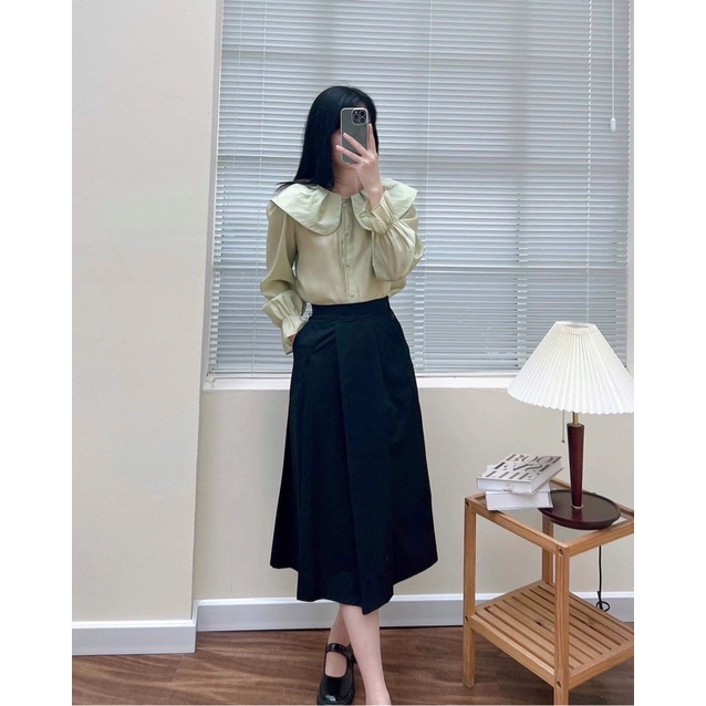 Áo sơ mi nữ cổ bèo tay bo loe 57a36 by germe