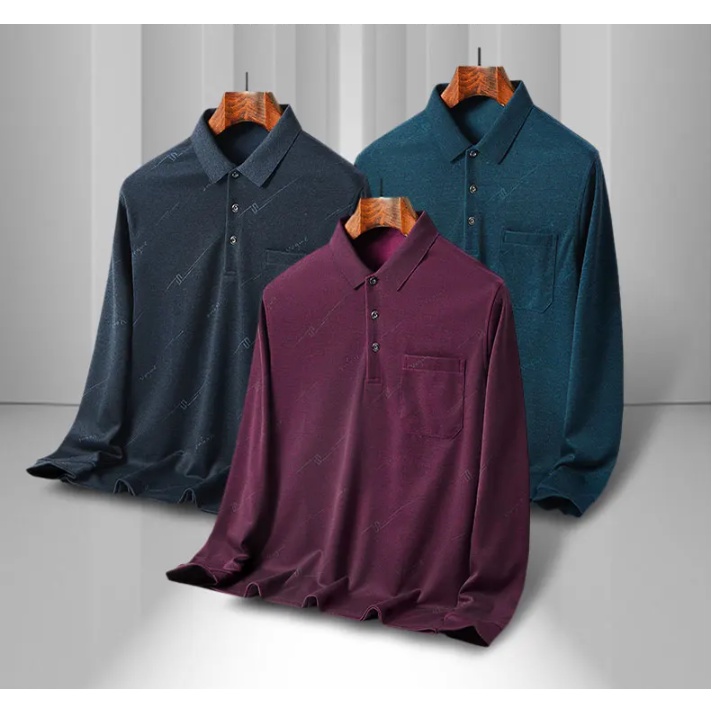 Áo polo cotton Tay Dài Dáng Rộng Có Túi Thoải Mái Thời Trang Xuân Thu Mới Cho Nam