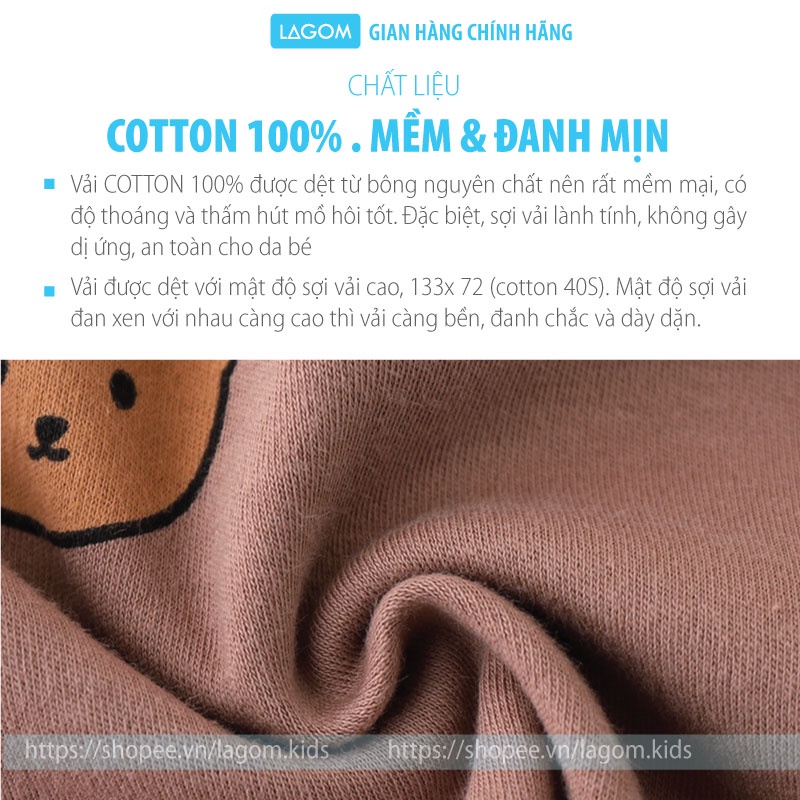 [COTTON ĐANH MỊN] Bộ Thu Đông Bé Trai Bé Gái Cotton Dài Tay Lagom