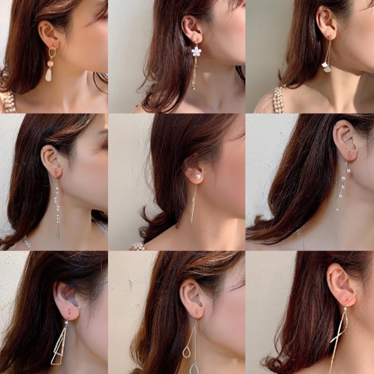 Đôi Bông Tai Dáng Rơi Họa Tiết Ngọc Trai Thời Trang Cho Nữ