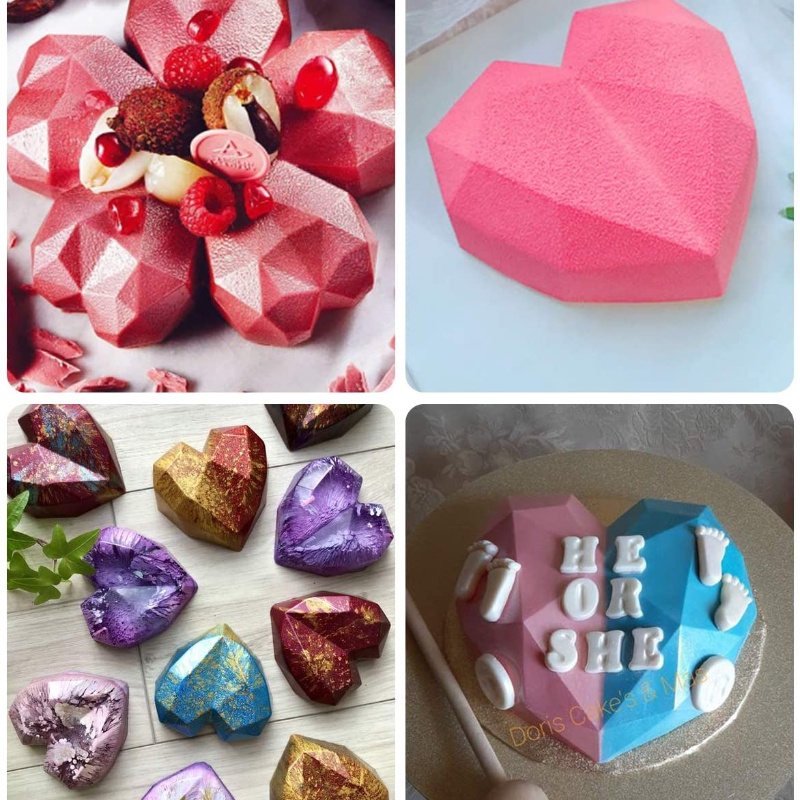 Khuôn Silicone Làm Bánh Tạo Hình Trái Tim 3D Độc Đáo Tiện Dụng Cho Mẹ/ Love 6