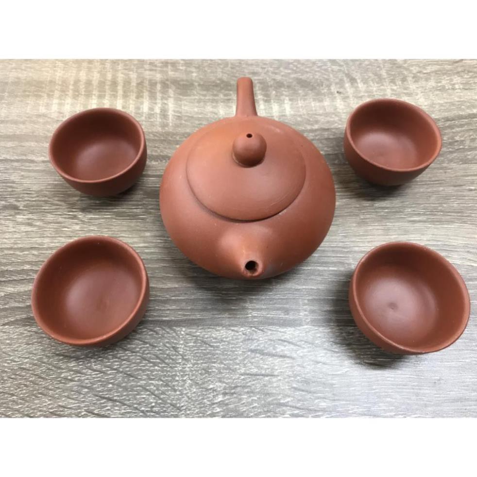 Bộ bình trà 4 tách Nhật Bản trơn (màu đen - đỏ)