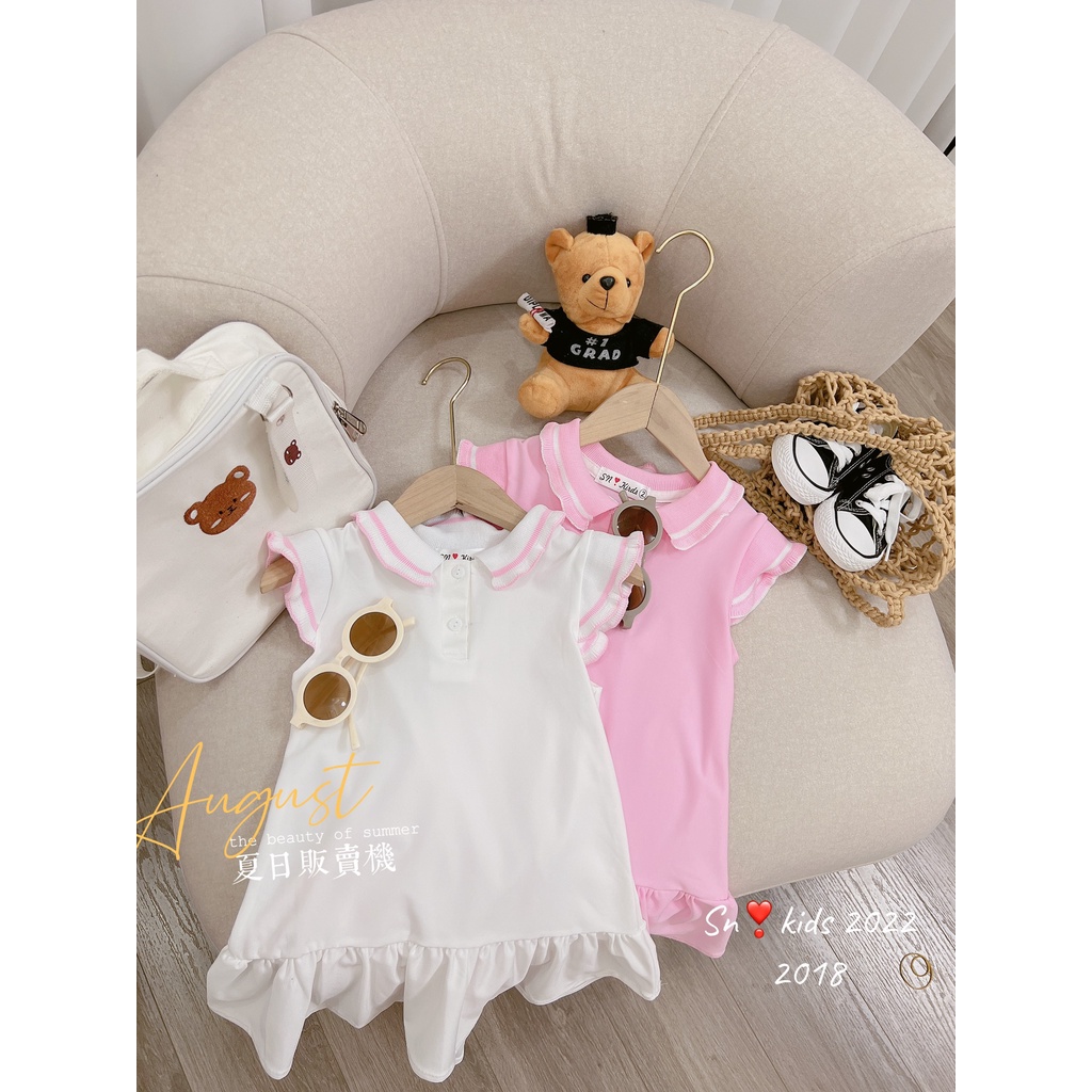 Váy trơn cổ bẻ basic bé gái