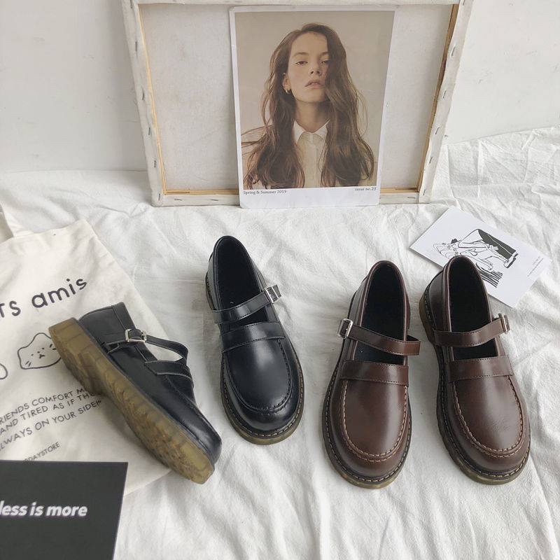 Giày ulzzang oxford da lỳ có dây vuông (sẵn - lẻ size )