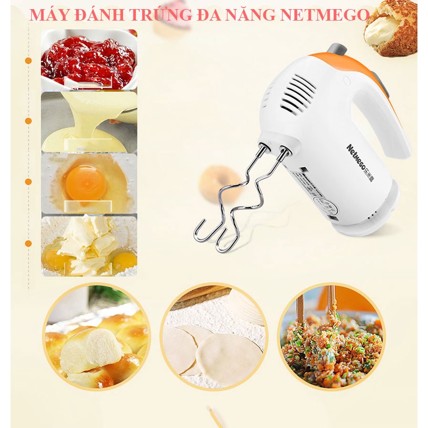 Máy đánh trứng cầm tay. Máy đánh trứng cầm tay Netmego N38D công suất 300w - 5 Cấp Độ, Bảo hành chính hãng toàn quốc