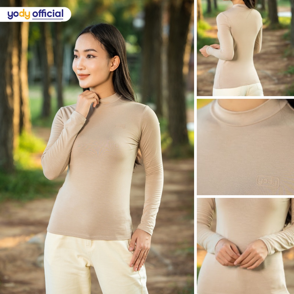 Áo Thun Giữ Nhiệt Nữ YODY Dài Tay Thu Đông Cổ 3cm visco Mềm Mịn ATN5100