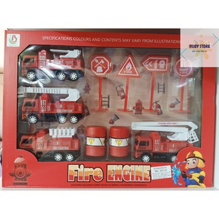 ĐỘI CỨU HỎA 2 - HỘP 4 XE CỨU HỎA VÀ BIỂN BÁO